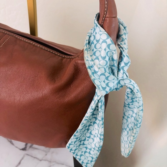 Coach Brown Hobo Bag with Blue Scarf Accent - Picture 5 of 11